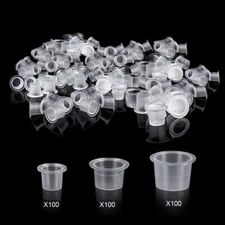 100pcs S/M/L Disposable Tattoo Ink Cups Permanent Pigment Clear Holder Container