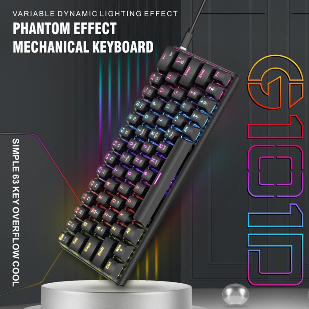 Mechanical Wired Gaming Keyboard with Vibrant RGB Backlighting and Durable Design W7I0