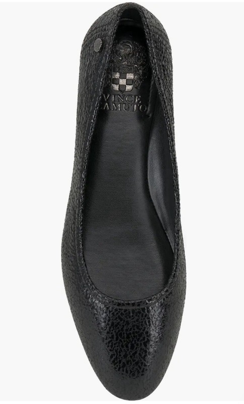 Vince Camuto Women's Minndy Casual Flat Ballet Black Crinkle size 7