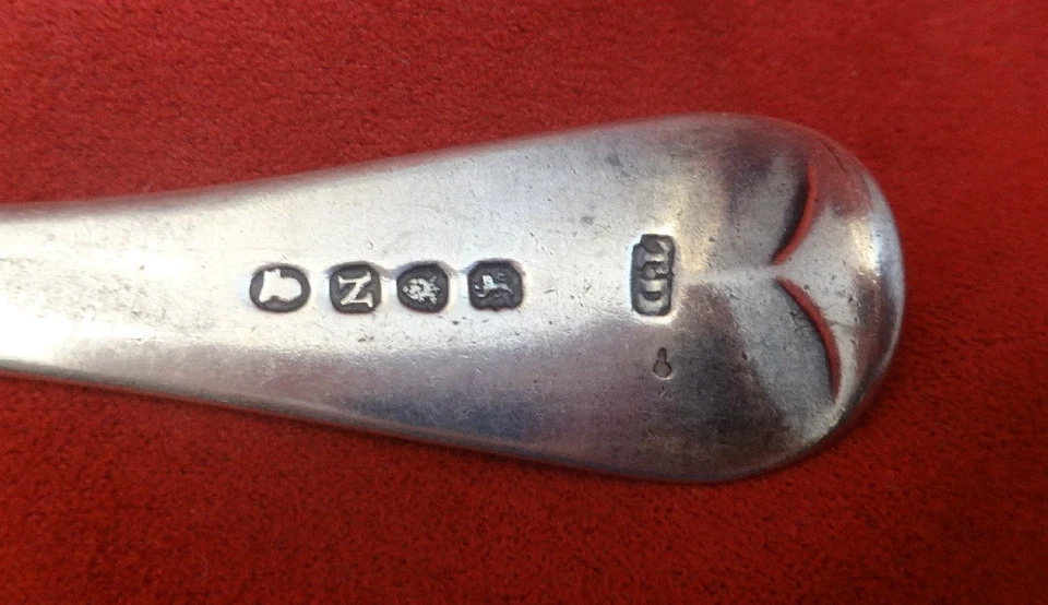 2 English Sterling Silver Serving Spoons London circa 1810 (#2154) - Image 3 of 3