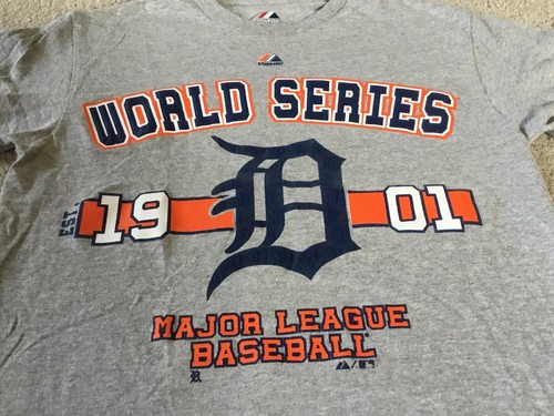 NWOT! Majestic Detroit Tigers 1901 World Series T Shirt Gray Orange Size Small - Picture 2 of 4