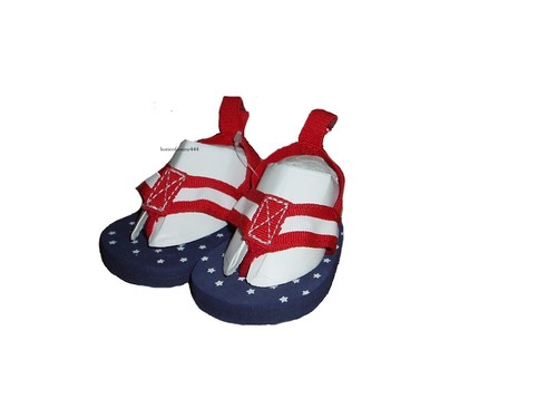 Carter's Sandals Infant Girls Flip Flop Size Newborn U.S.A. Flag - Picture 1 of 1