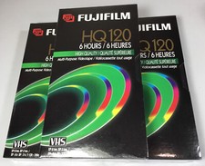 Lot of 3 Fujifilm HQ 120 Blank VHS Tapes EP 6 Hours High Quality T-120 Sealed