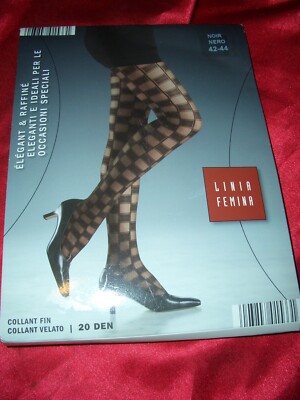Tolle gemusterte Feinstrumpfhose Linia Femina Gr. 42-44 schwarz Tights OVP