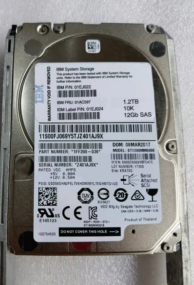 01AC597 01EJ022 01EJ024 IBM 1.2TB 10K RPM 12Gbps 2.5" SAS HDD Hard Drive - Image 2 of 4