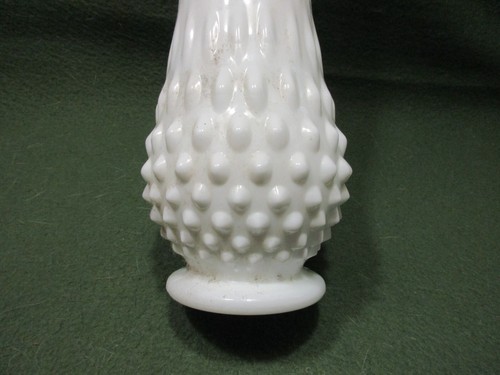 Fenton White Footed Hobnail Milk Glass Stretched, Swung 12-Finger Vase, 11.5" - Picture 4 of 10