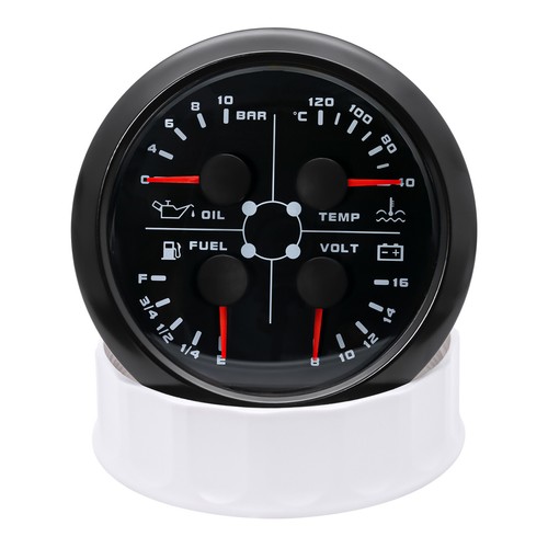 85mm 4 in 1 Gauge Fuel Level 0-190ohms Oil Pressure Water Temp Voltage For Boat - Picture 4 of 11