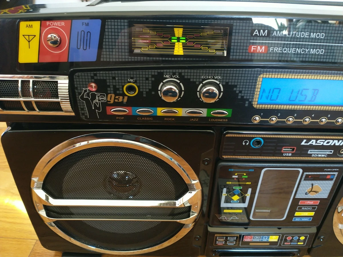 LASONIC i-931 Boombox Ghetto Blaster USB IPOD AUX AM/FM Portable