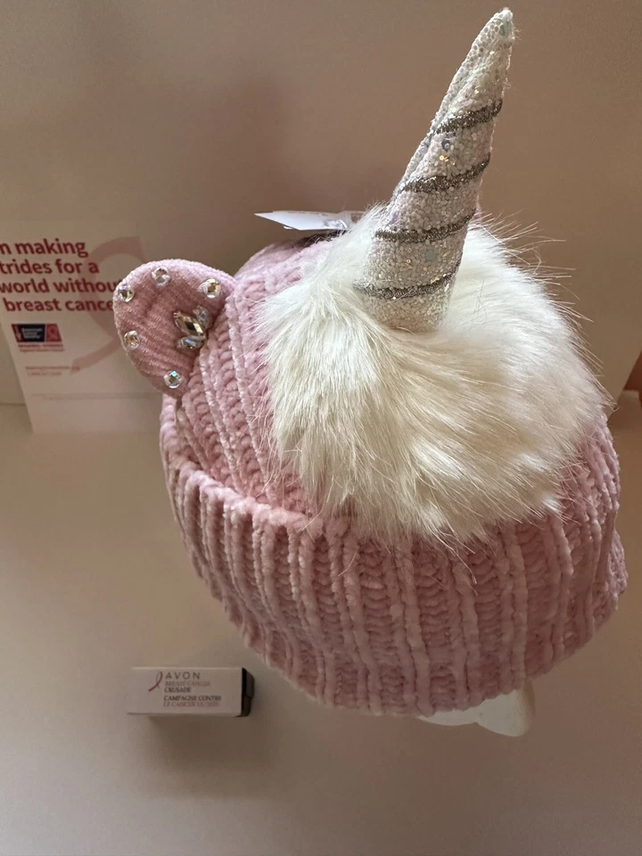 Ослепительный розовый блестящий единорог шляпа, новый с Ярлыками, и AVON надежда ожерелье 💖 красивый подарок! - Изображение 2 из 4