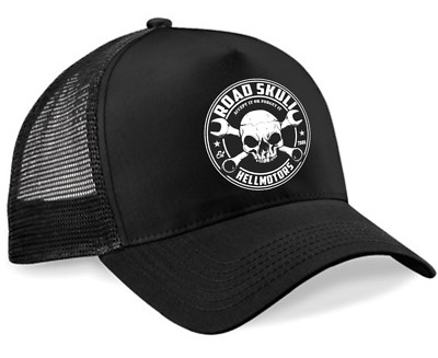 Road Skull Trucker Cap Hot Rod V8 Rockabilly Biker Oldschool Unisex Basecap 