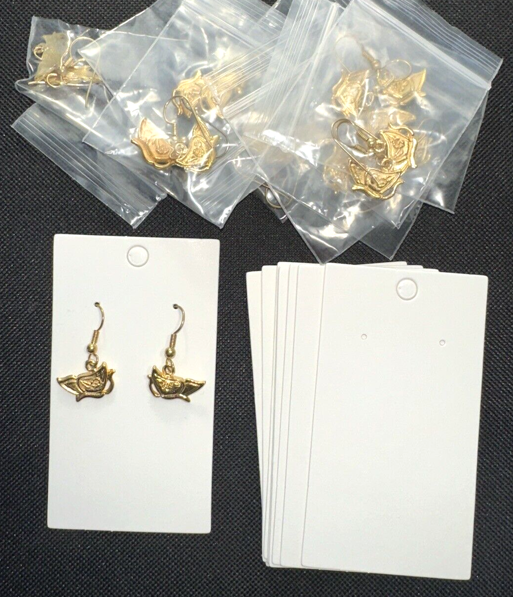Wholesale 9 Pairs Gold Butterfly Metal Earrings with Display Cards