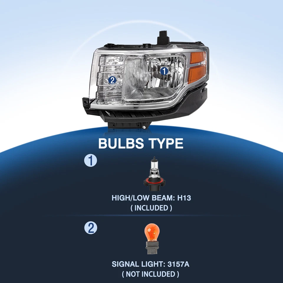 Faro cromado lado del conductor [tipo halógeno] apto para Ford Flex 2009-2012 Foto 3 de 4