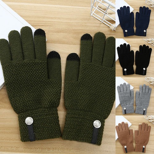 Mujeres Hombres Invierno Pantalla Táctil Guantes Cálidos Crochet Tejido Dedo Completo Mitones EE. UU. - Imagen 7 de 28