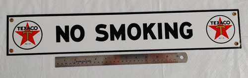 Texaco Star Sign NO SMOKING Red Black White 23" X 4" Porcelain Both ...