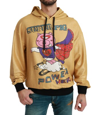 DOLCE & GABBANA Hooded Gold Sweater Pig of the Year IT44 / US34