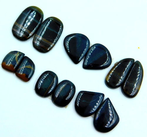 Lote de 6 pares de cabujones de jaspe ojo de tigre negro hágalo usted mismo para aretes par combinado - Imagen 3 de 9
