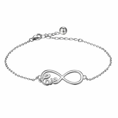 Infinity Chain Bracelet In Rhodium Plated Sterling Silver