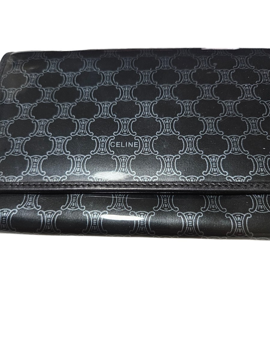 CELINE 3-fold wallet Black Gray Patent Faux Leather M/99/2