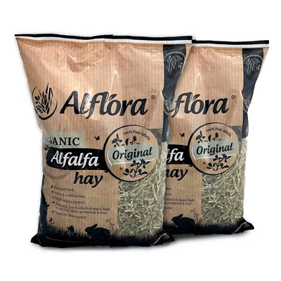 2 x Alflora Premium Organic Alfalfa Hay 1kg approx -Rabbit, Gerbils,Guinea Pig