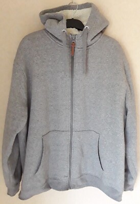 George ASDA Men's Grey Marl Zip Up Borg LS Hoodie XXL UK