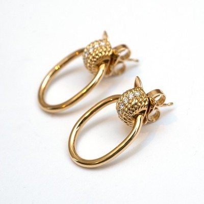 Roberto Coin Ladies 18K Gold & Diamond Opera Earrings Butterfly Shape Backs New