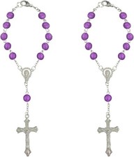 2PCS Car Rosary for Rearview Mirrors, Cross for Car Mirror Hangi Color: Purple