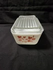Vintage Pyrex Refrigerator Dish Gooseberry 502 W/Lid Pink Pattern 1.5 Pint