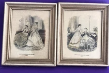2 Vintage Framed Godseys Americanized Paris Fashions Pictures 1848 & 1849 SALE!