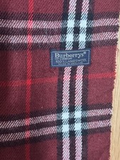 Vintage Burberrys of London Lambswool Scarf - Made in England - Burgundy Check