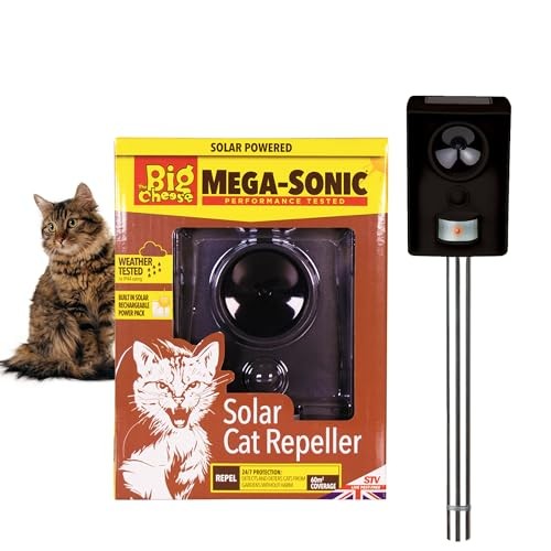 The Big Cheese Mega-Sonic® Solar Cat Repeller – Effective Humane Alternative - 