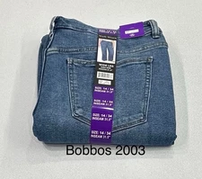 Well Worn Women's Wide Leg High Rise Jeans, Blue, Size 14/34 (inseam 31.5)