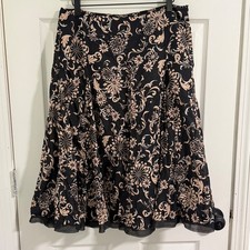 Fairy Floral Midi Skirt Women Medium Brown Black Boho Flowy Y2K Cottagecore