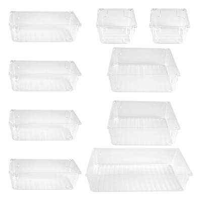9 StüCk Klar Schubladen Organizer Tabletts Verschiedene 4-Size Drawer Divid8782
