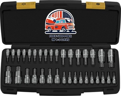 Juego De Llaves De Vaso E-Torx 34 Piezas Con Estuche Herramientas Enchufes Tool