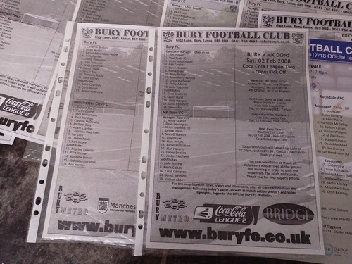 25 Bury Teamsheets 21 Home 4 Away - Picture 3 of 11