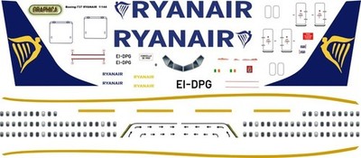 Decal set for scale model BSmodelle Boeing 737 RYANAIR for  1144
