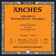 Arches Aquarelle Rough Watercolor Block 7.9"x7.9"- 140lb,20 Sheets - 5A0029BF-1G