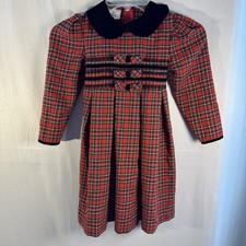 Bonnie Jean Girls 4 Red Plaid Velvet Collar Holiday Dress Christmas Outfit