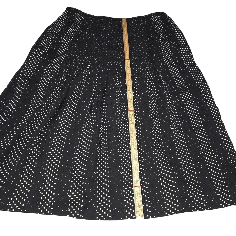 Falda midi Talbots de seda pura a lunares corte sesgado volantes negra blanca para mujer 10 Foto 3 de 4