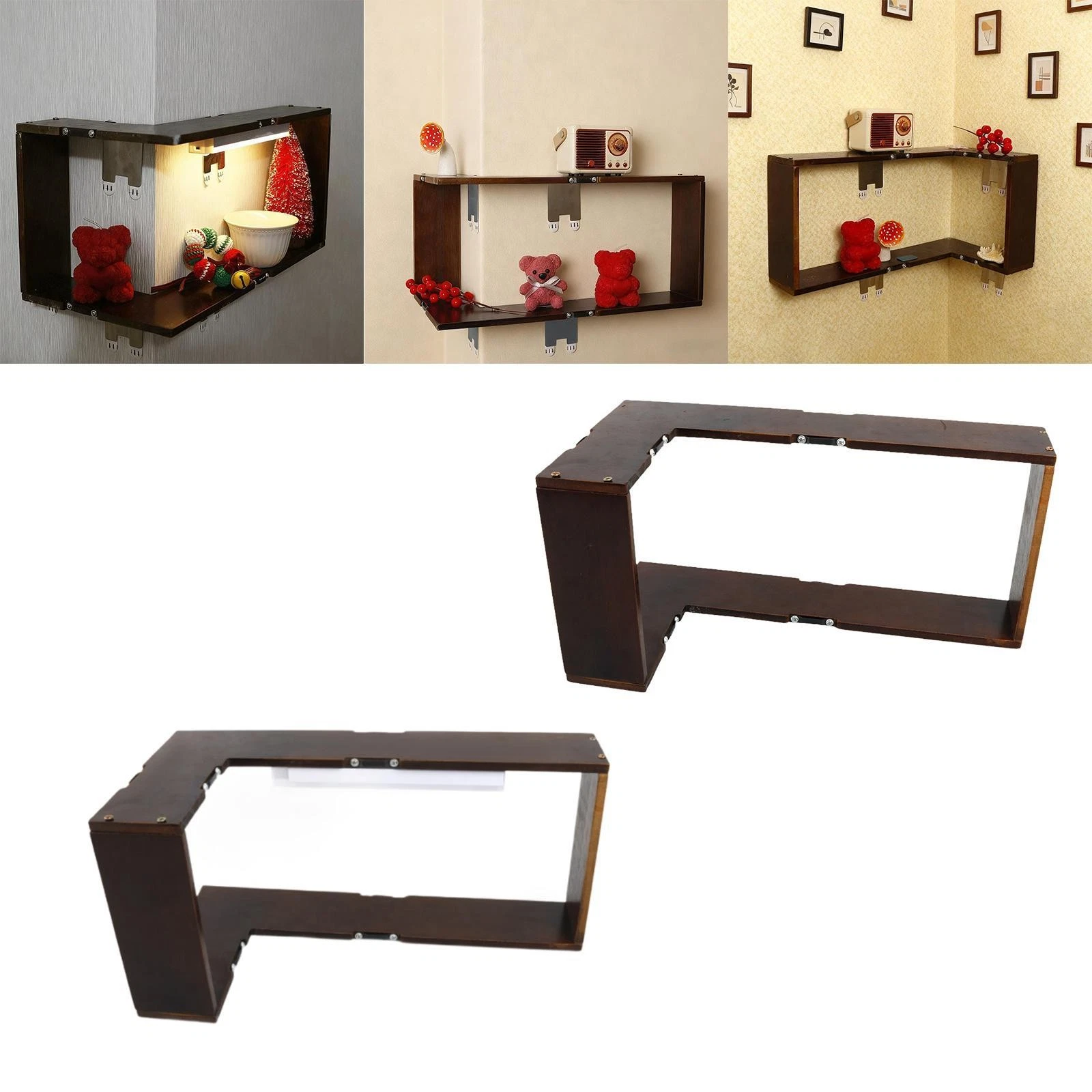 Corner Wall Shelf Wall Mounted Storage Rack for Nursery Bedroom Living Room