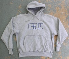 Champion Premium Reverse Weave Gray Pullover Hoodie Logo Stich Men's Size L