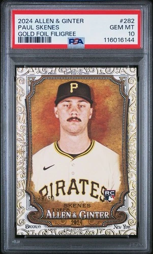 2024 Topps Allen & Ginter Paul Skenes #282 Gold Foil Filigree RC 48/50 PSA 10