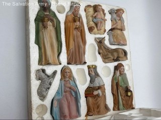 Multicolor Ceramic Wise Man Virgin Mary Baby Jesus And More Nativity Set Of 9