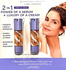 NEW MEANINGFUL BEAUTY CINDY CRAWFORD 2 in 1 Cr me De Serum 2 PK, 1 Fl Oz Each