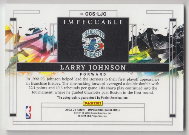 2023-24 Panini Impeccable Larry Johnson Canvas Creations Autograph Auto /75 - Image 2 of 4