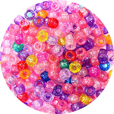 Pony Beads, 1000Pcs 9 Glitter Colors, Bulk Beads for DIY  Bracelets Making  Ha