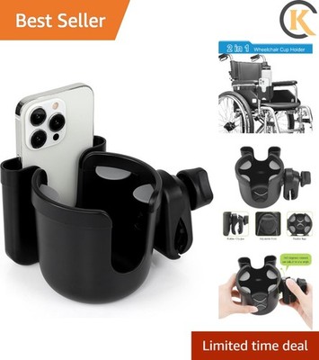 Secure 2-in-1 Walker and Wheelchair Cup Holder with Phone Hold for Active Life