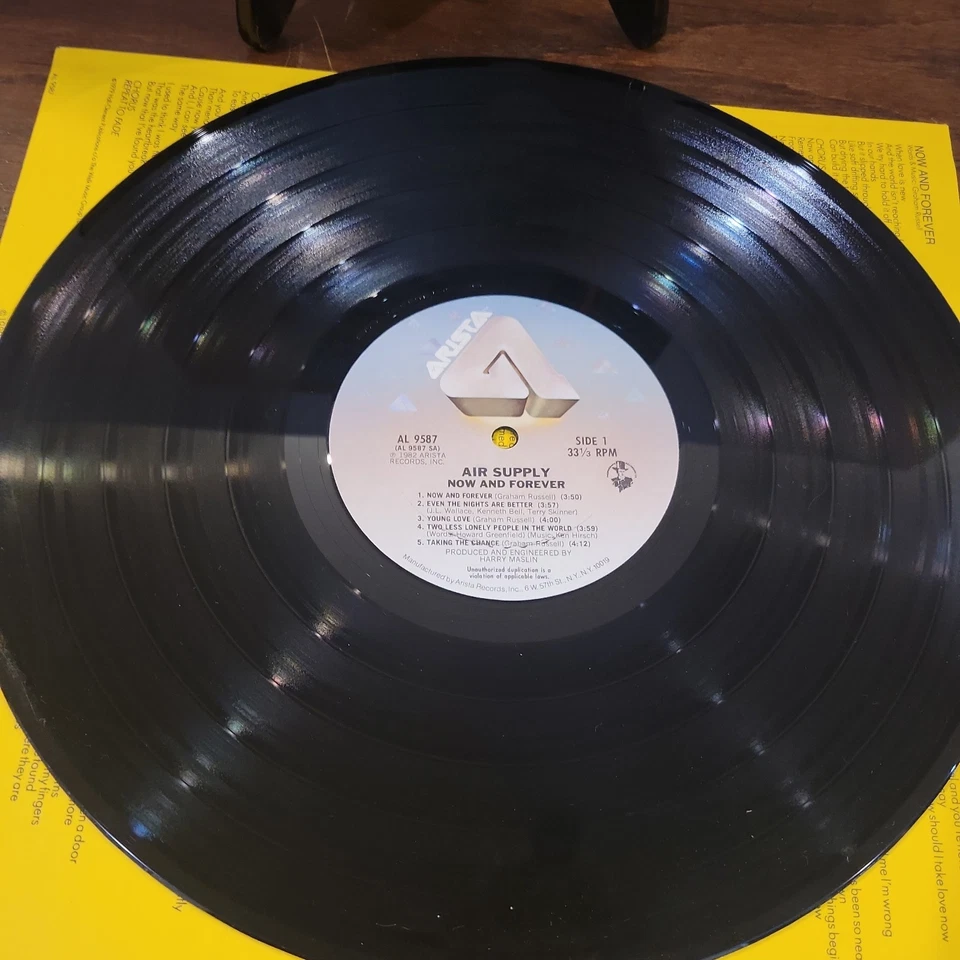 Air Supply Now and Forever LP Arista AL9597 EX 1982 Hype Sticker Original Inner Foto 4 de 4