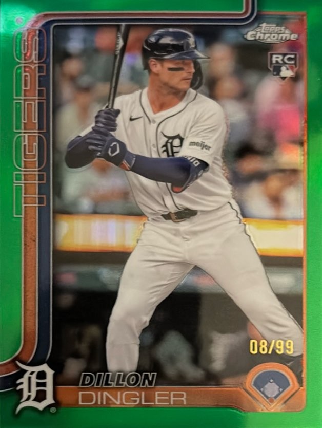 2025 Topps Chrome #274 Dillon Dingler Green RC /99 Detroit Tigers