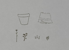 Art Impressions Rubber Stamps, Containers Flowers Set of 6, Cling Mounted